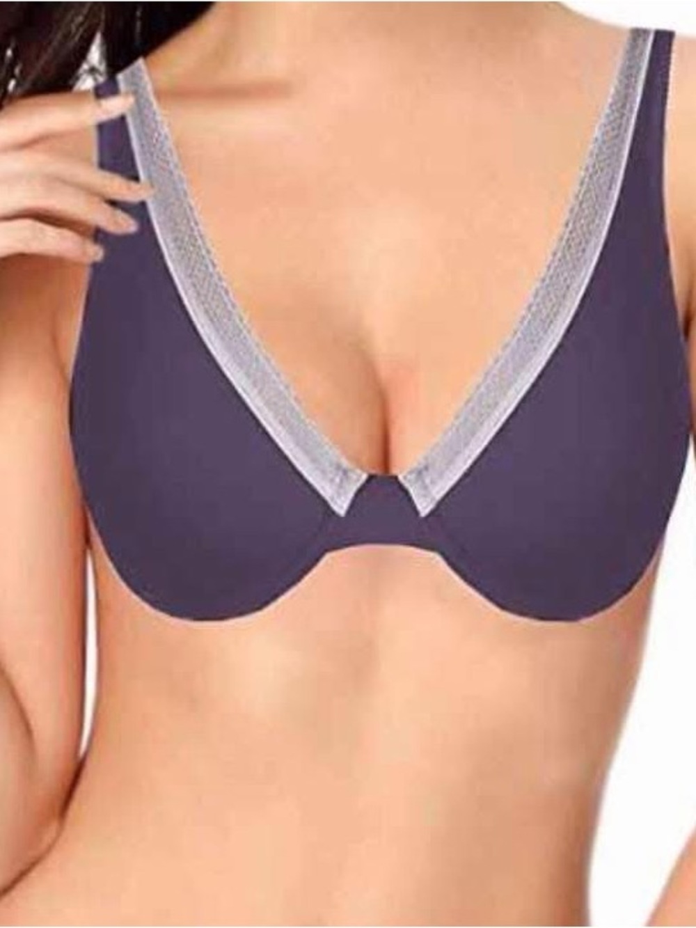 Victoria's Secret Purple Plunge Underwire Bra with Silver Trim